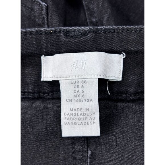 H&M High-Waisted Black Wide-Leg Frayed Hem Jeans - Picture 11 of 11